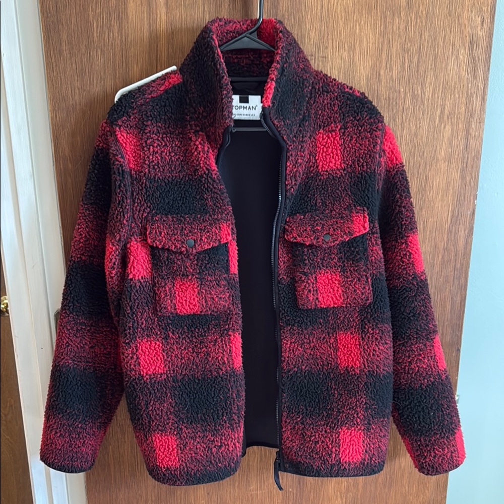 Topman Red and Black Plaid Jacket